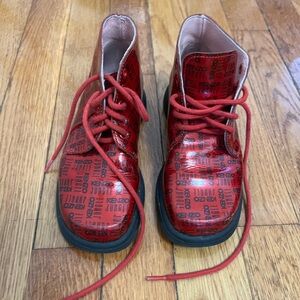 Kenzo Kids Shiny Red Patterned Boots